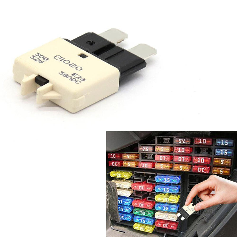 DC32V Manual Reset ATC Circuit Breaker Blade Fuse for Car Boat(25A White)