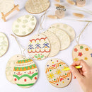 4pcs Easter Wood Egg Hanging Pendants Embellishments w/ Rope DIY Wall Decors