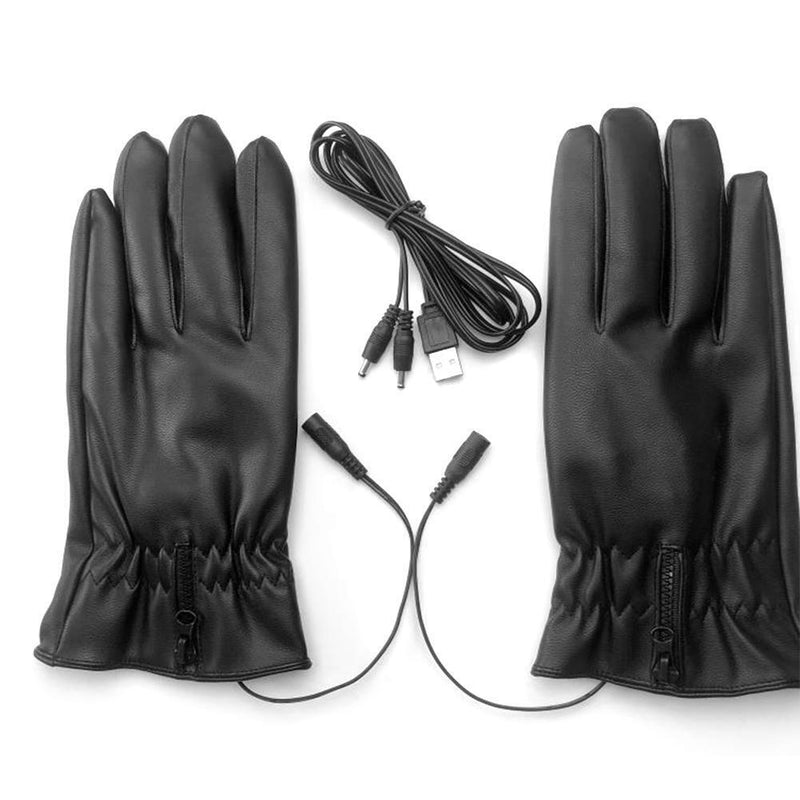 Electric Heating Glove PU Leather Winter Heated Gloves Men Women for Cycling Ski