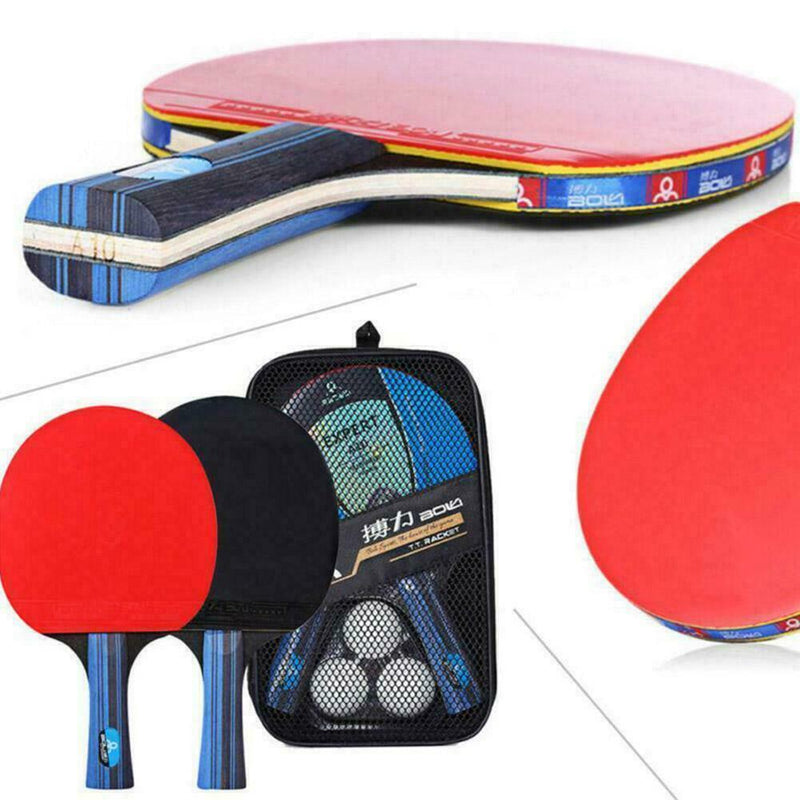 2 Professional Table Tennis Racket Long Paddle Pong + Sets Bat 40mm 3 Balls C9B7