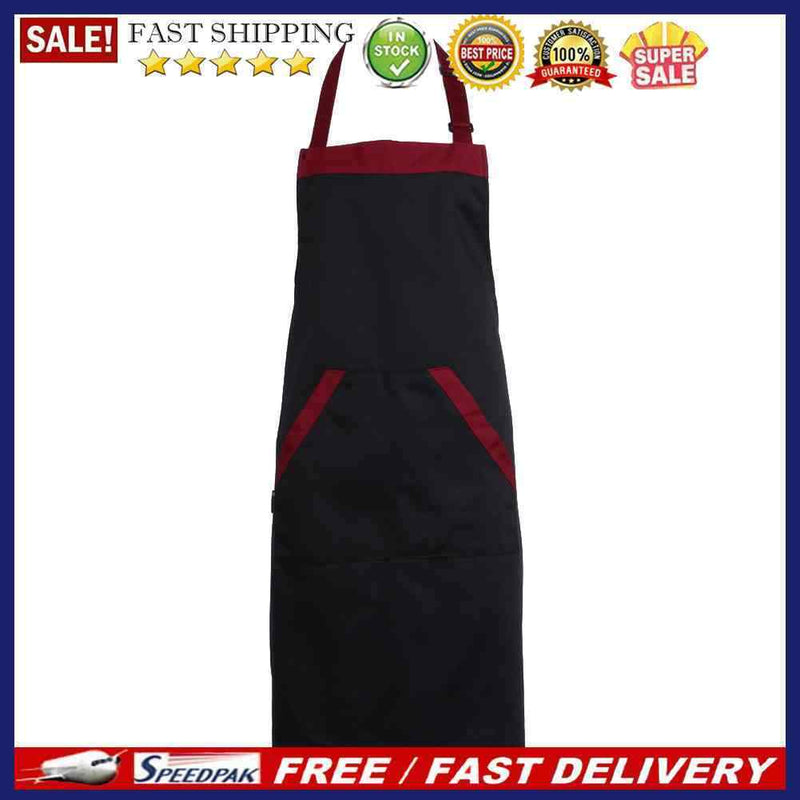 Unisex Halterneck Apron with 2 Pockets Chef Waiter Kitchen Cook Black  Tool