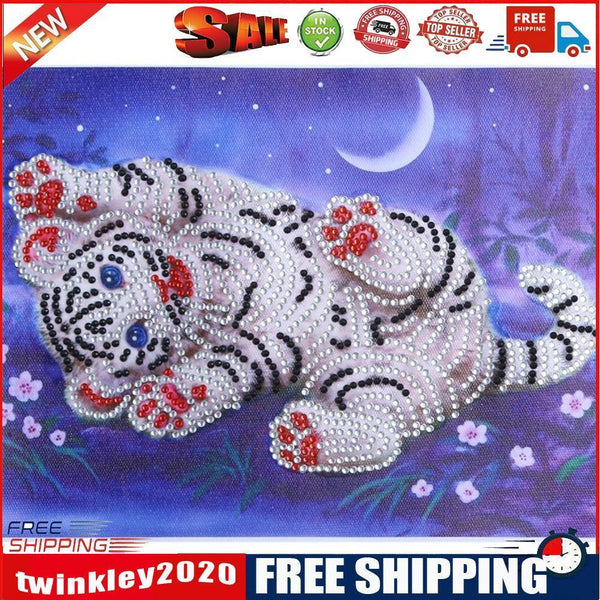 5D DIY Special Shaped Diamond Painting White Tiger Cross Stitch Embroidery