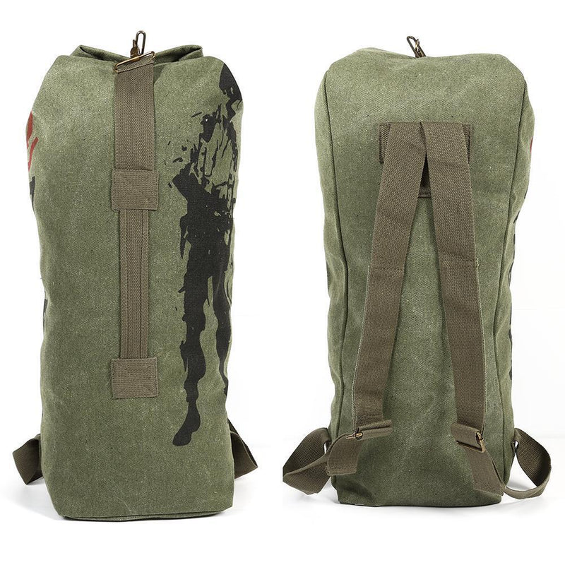 Canvas Backpack Sports Bicycle Rucksack Outdoor Climbing Bag (Army Green L)