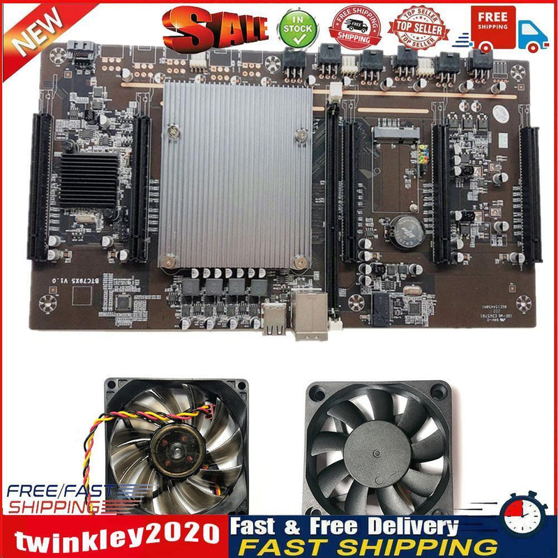 X79 BTC 5x PCIe 8X DDR3 2011 Pin Mining Motherboard with 12V Cooling Fan Newly
