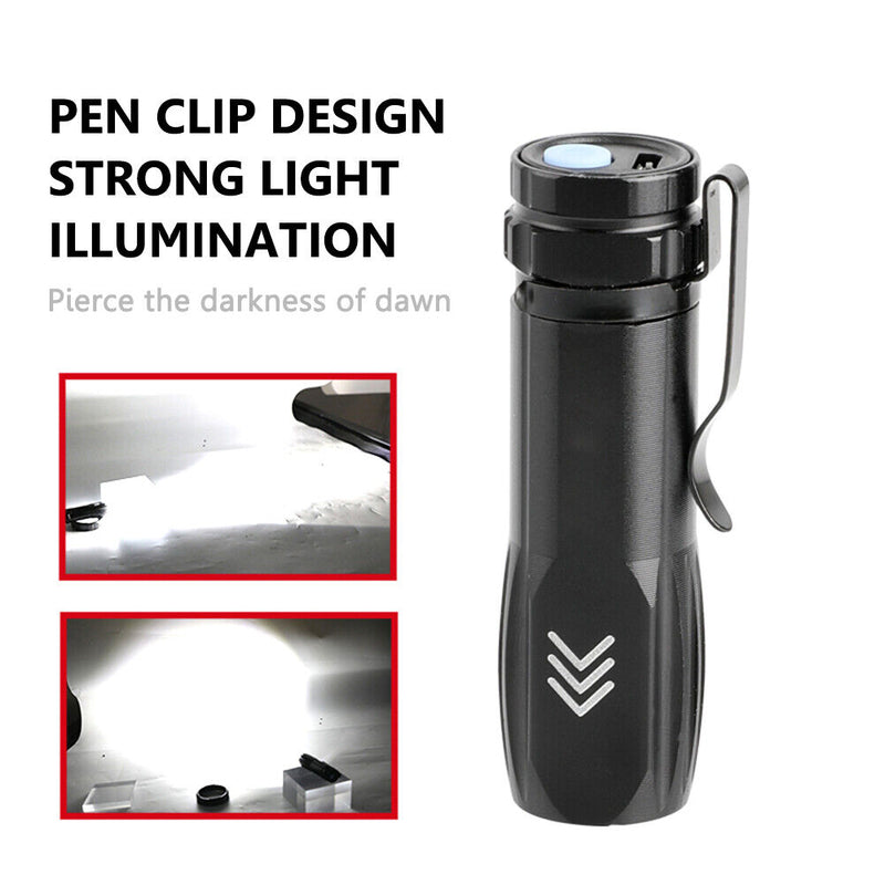 Mini LED Flashlights Portable Pen Light USB Hiking Flash Lights Strong Lamp