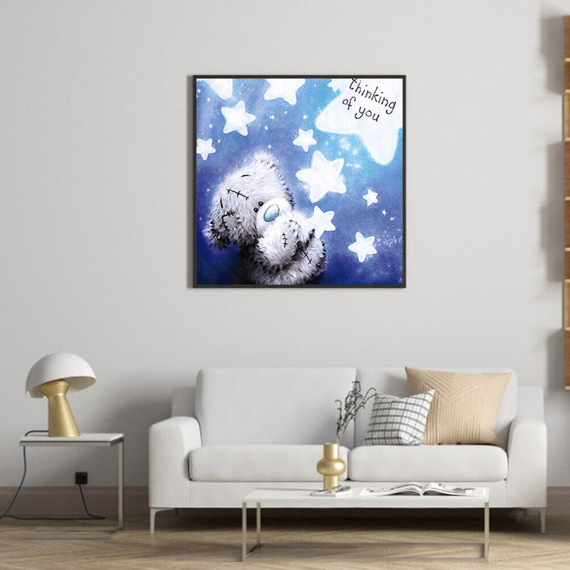 Handmade Blue Bear 5D DIY Full Round Drill Drawing Kit Artwork Diamond Painting