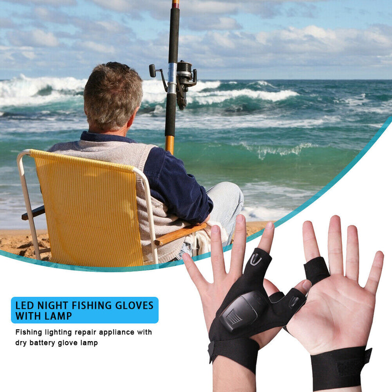 Outdoor Fishing Fingerless Gloves LED Flashlight Camping Hiking Cycling Gloves