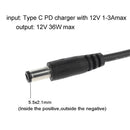Wifi Router PD to DC 12V 2.5/3.5/4.0/5.5mm Adapter Type C Cable USB C Conveter