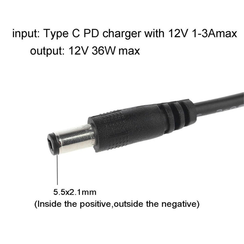 Wifi Router PD to DC 12V 2.5/3.5/4.0/5.5mm Adapter Type C Cable USB C Conveter