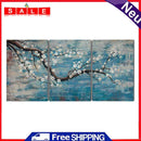 A Plum Blossom Oil Paint By Numbers Kits 3 Panel DIY Picture Home Decorations