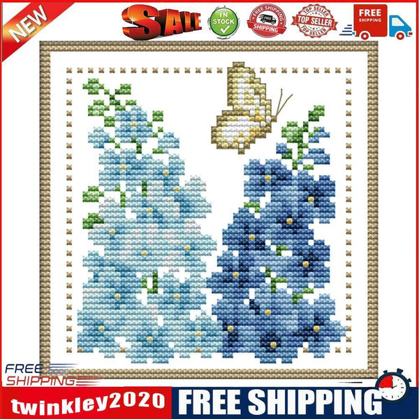 12 Months Flower Cross Stitch Printed Canvas DIY Needlework Set (July H429)