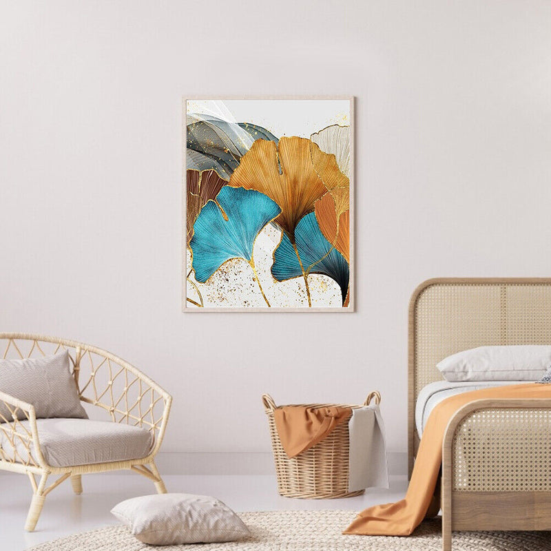 DIY Paint By Number Kit Frameless Ginkgo Abstract Handpainted Canvas Art Decor