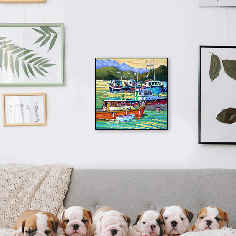 DIY Ship Pattern Oil Paint by Numbers Hand Painted Acrylic Picture Home Decor