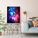 DIY Paint By Number Kit Frameless Red Blue Wolf Handpainted Canvas Wall Decor