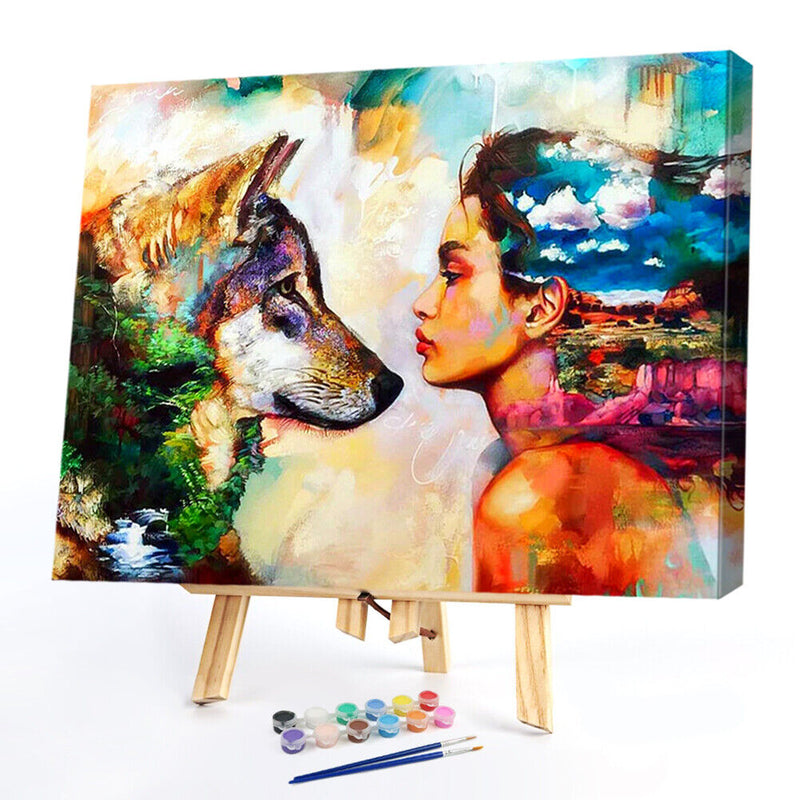 Painting By Numbers Acrylic Handmade Girl and Beast Digital Picture Art Decor