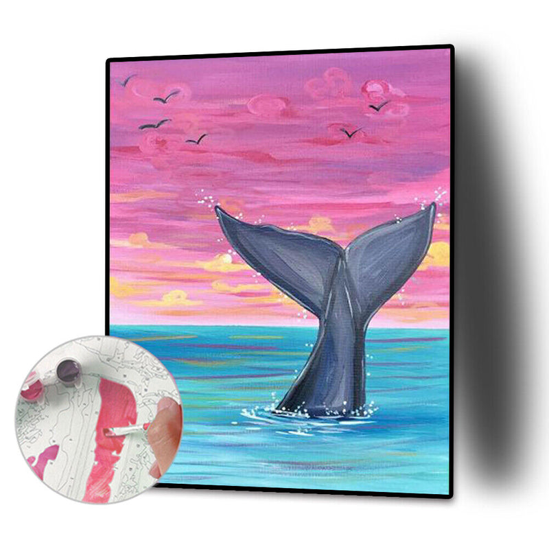 Hand Painted on Canvas DIY Marine Life Oil Paint By Numbers Drawing Kit Ornament