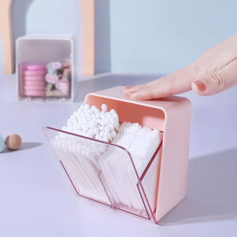 Cotton Swabs Qtips Storage Organizer 2 Grids Separate Holder Box (Pink) Newly