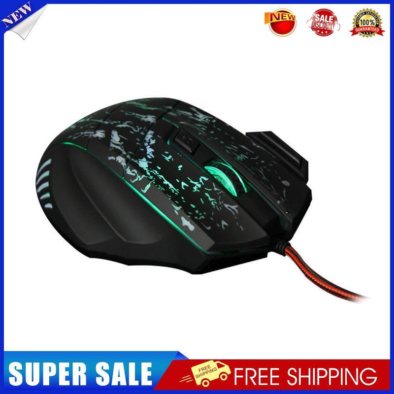 7 Buttons Colorful LED Optical USB Wired Mouse Ergonomic Gamer Mice Black