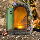 Large Fairy Doors Solar Light LED Elf Pixie Steps Magical Garden Trees Decors