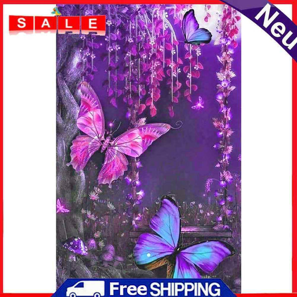 DIY 5D Butterfly Diamond Drawing Full Round Rhinestone Painting Kit Room Decor