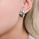 Women Geometric Water Drop Stud Earrings Chain Necklace Ring Jewelry Set