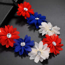 Red White Blue Flower Crown Crystal Headband Hairband Day For Independence I2T7