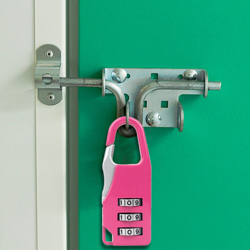 Mini 3 Digit Combination Padlock Zinc Alloy Travel Luggage Lock (Pink) Newly