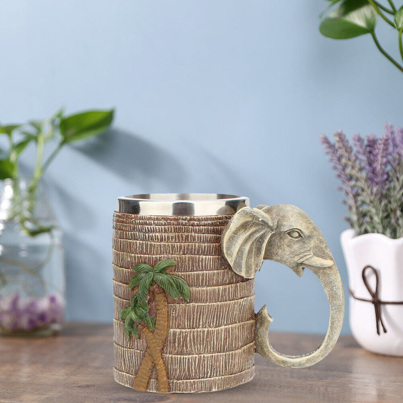 Coconut Tree Elephant Coffee Cup Tropical Rainforest Coffee Mug Creative Decor