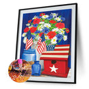 Diamond Painting Kit National Flag Bouquet Full Round Rhinestone Wall