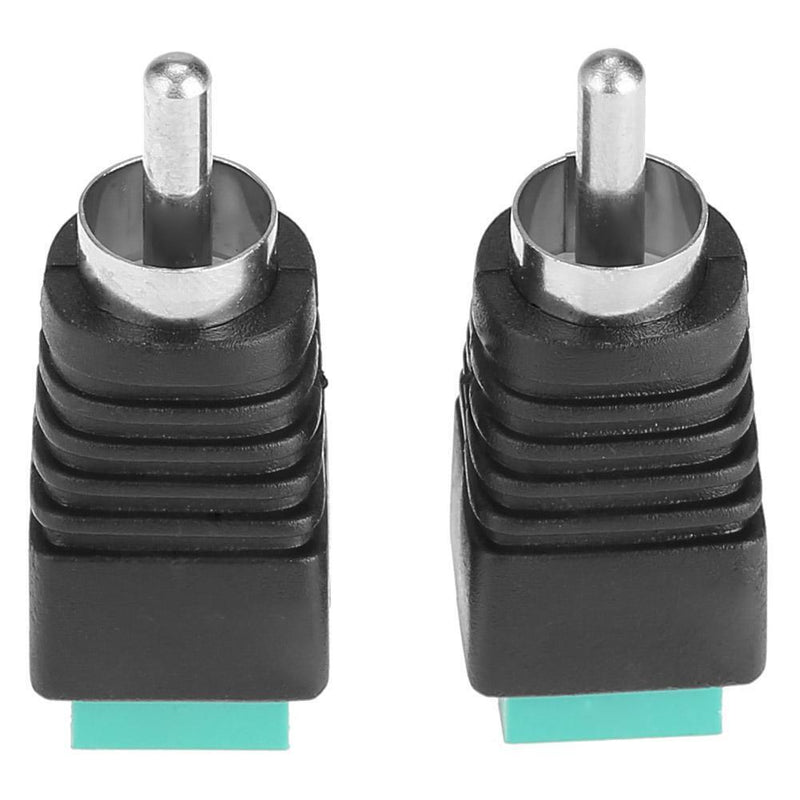 2pcs Speaker Wire Cable to Audio Male RCA Connectors Adapters Jack Plug Newly