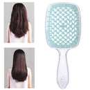 Wide Teeth Air Cushion Comb Scalp Massage Hair Brush (Transparent Blue) Newly