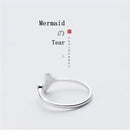 Fish Wave Mermaid Tears Ring Crystal Opening Ring Wave Inlaid Diamond Ring