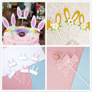 Decor Baby Shower Rabbit Ear Easter Bunny theme Cake Toppers Happy Easter
