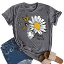 Daisy Butterfly Leopard Tea T-Shirt (Dark Grey XL)