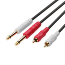 Dual RCA to Dual Mono 6.35mm Male Audio Cable 2RCA to 2 6.5 DVD Mixer (2m)