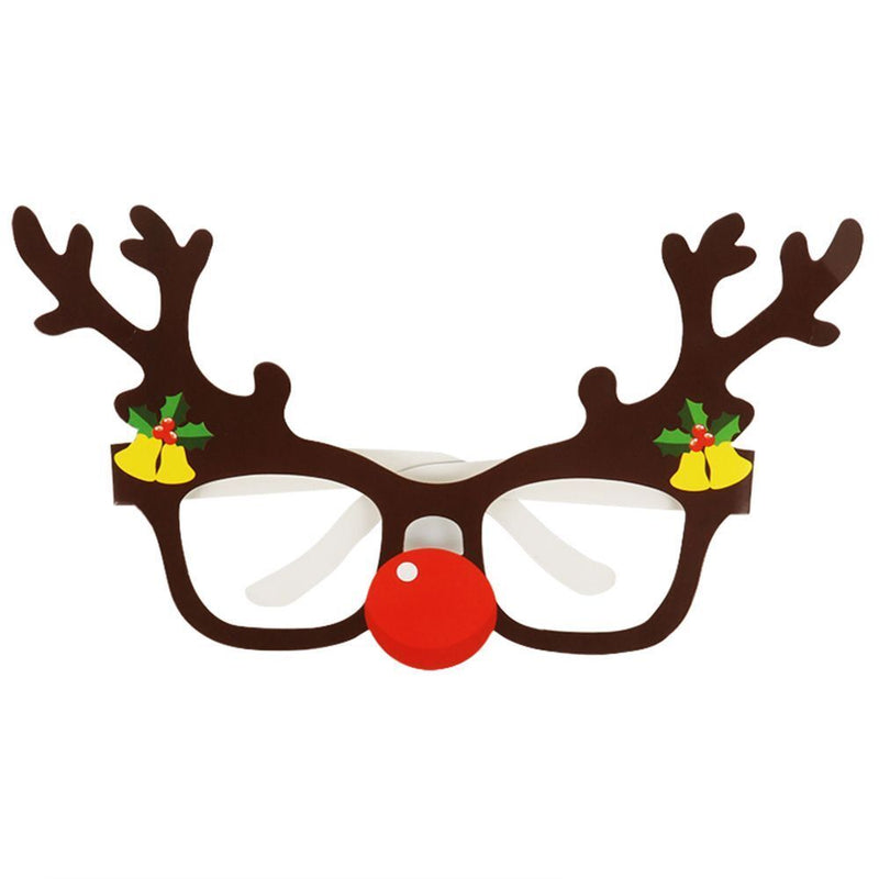 Year Navidad Christmas Glasses Paper Glasses Frame Xmas Tree Elk Santa Claus