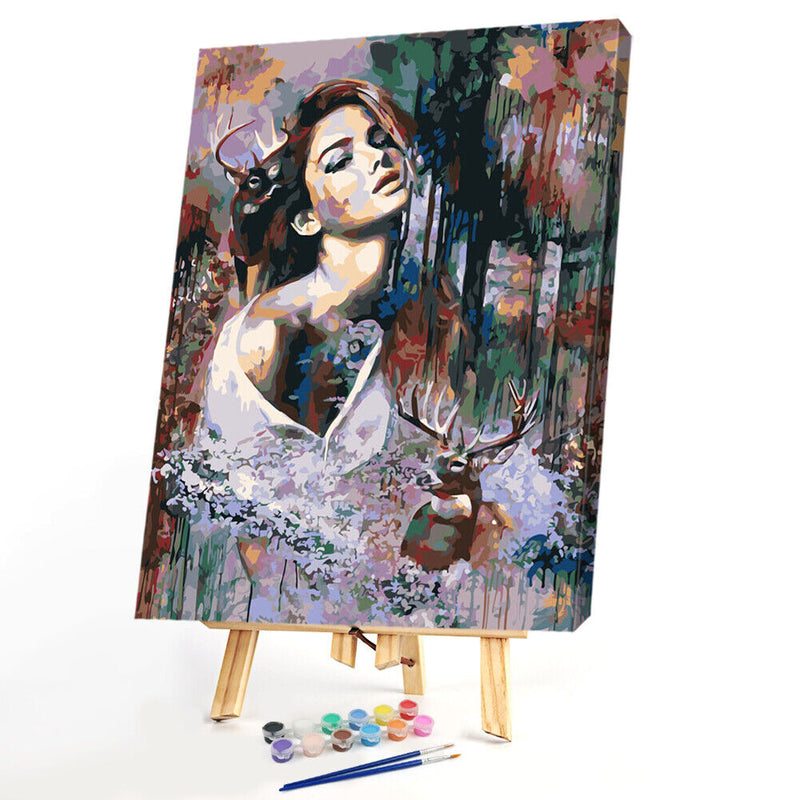 Painting By Numbers Kit DIY Beauty Deer Hand Painted Canvas Oil Wall Picture Art