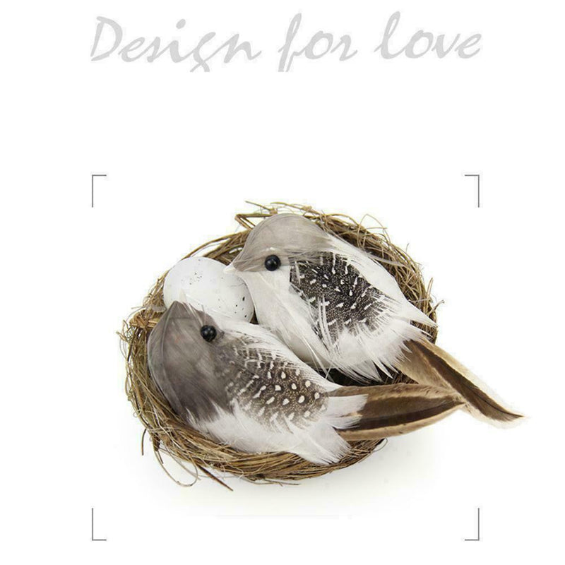 Artificial Bird Nest Realistic Sparrow Home Garden Ornament Decoration N2D1 L2I0