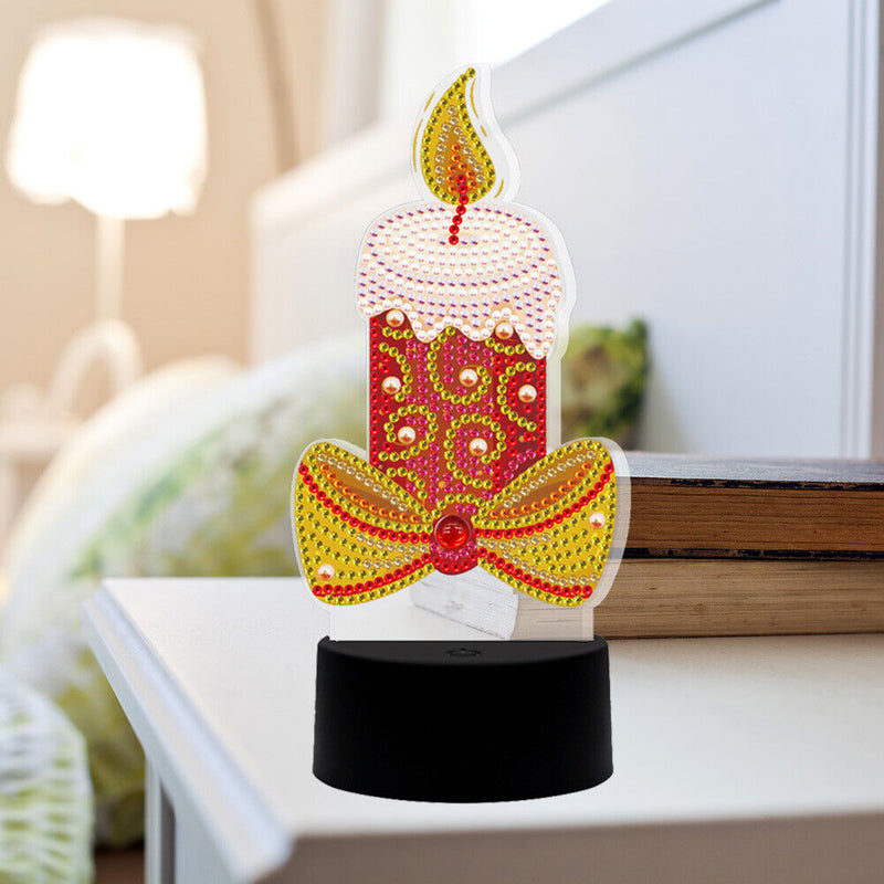 DIY Special Shape Drill Diamond Painting LED Christmas Lamp for Kids Gift Candle