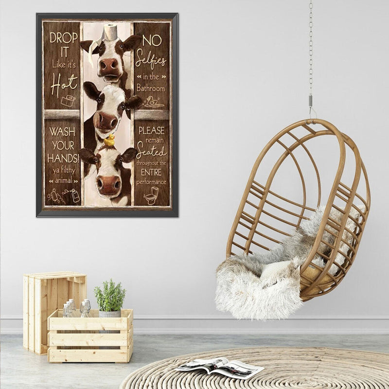 5D DIY Diamond Painting Kits Full Round Drill Three Cows English Mosaic