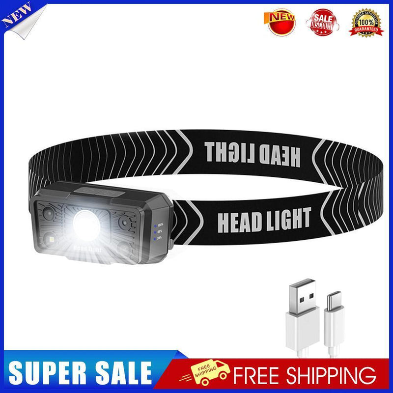 Rechargeable Powerful Sensor Headlamp XPE LED Fishing Headlight (Black)