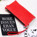 Women Zipper Shoulder Bag PU Sequins Crossbody Mini Clutch Wristlets/Red