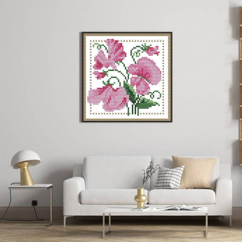 Partial Cross Stitch 14CT Cotton Thread DIY Counted Embroidery Kits Flower Gift
