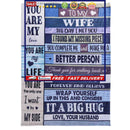 Flannel Letter Blanket, Love Wife Thoughts Printed, Double-Sided, Ultra-Soft