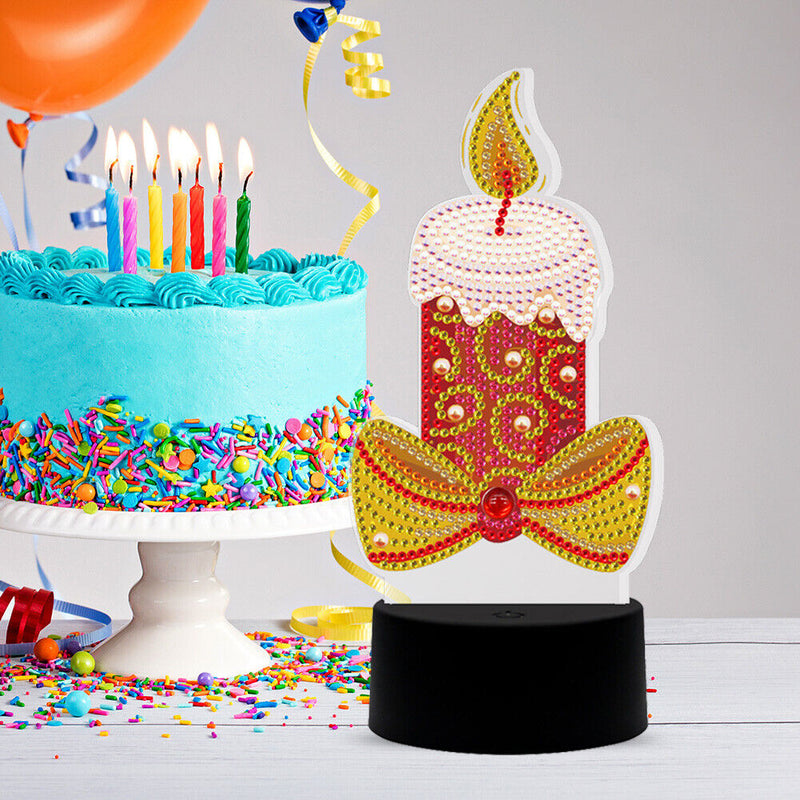 DIY Special Shape Dril Diamond Painting LED Mosaic Light Christmas Props Candle