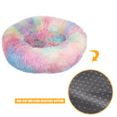 Calming Dog Bed - Round Faux Fur Donut Cuddler for Dog & Cat (Rainbow) Newly