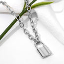 Mens Multi-Layer Chain Punk Necklace Stainless Steel Lock Pendant Bib Choker