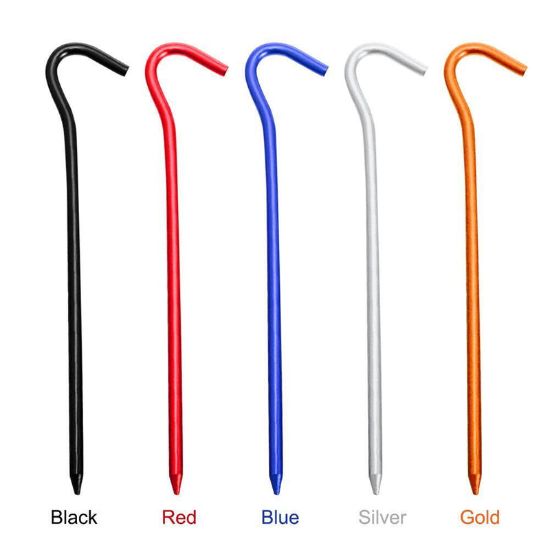 10pcs Aluminium Alloy Tent Pegs with Hooks Garden Stakes Ground Nail (Blue)