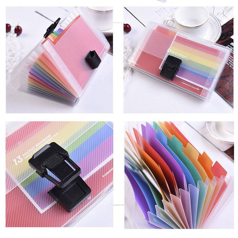 Expanding File Case Plastic File Folder Paper Organizer 13 Pockets Document Bag