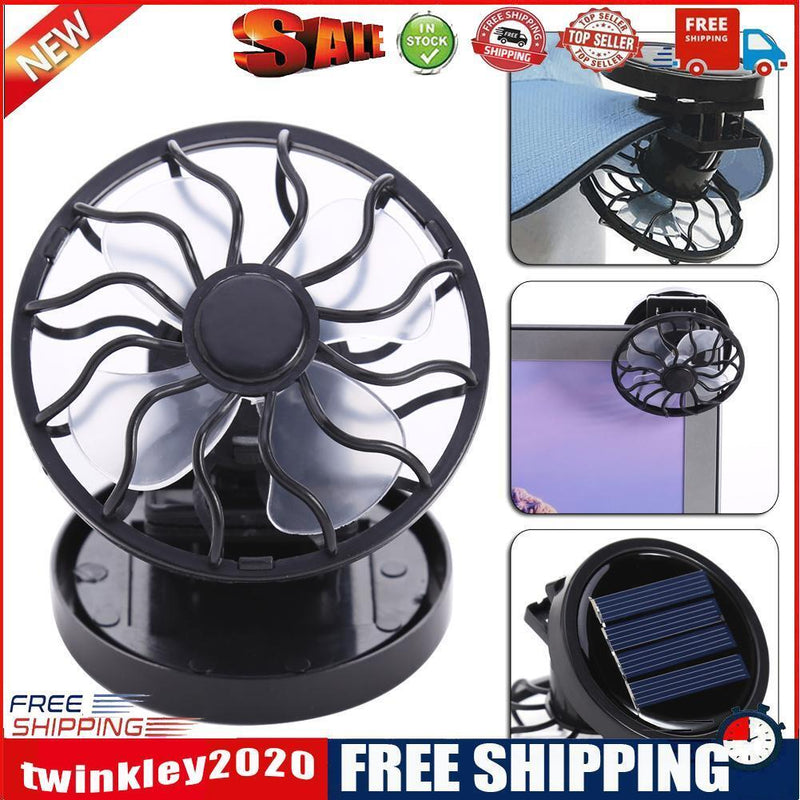 Sun Solar Powered Cooling Fan Clip-On Mini Solar Panel Cell Beach Outdoors